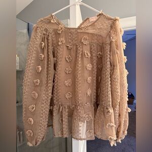 Hailey and Company Fun Beige Long Sleeve Blouse